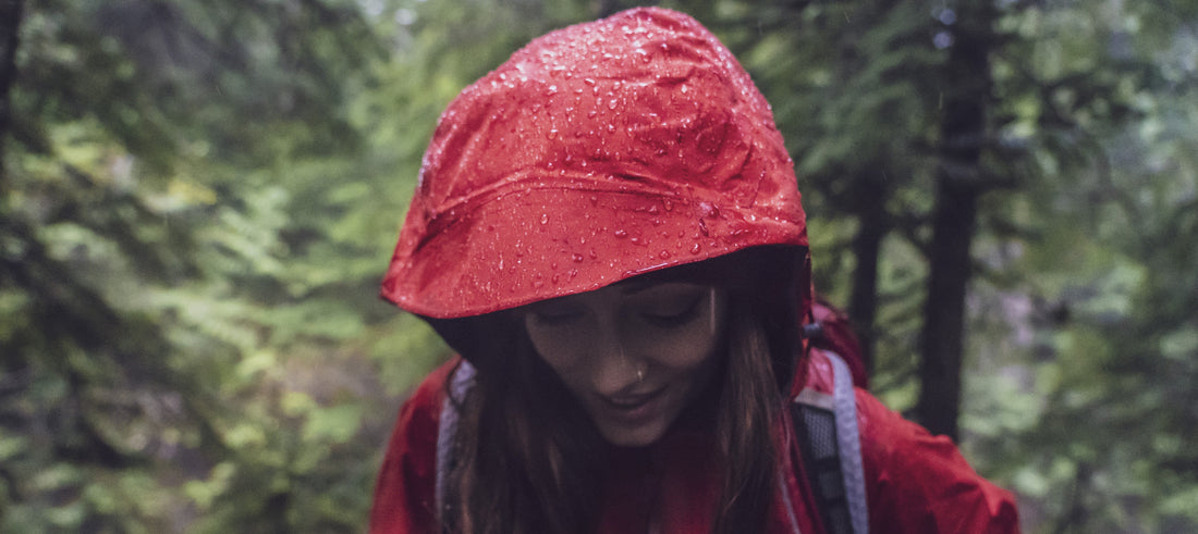 Water beading on a waterproof rain jacket after DWR treatment with Nikwax